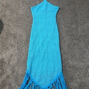 SHEIN Blue Crochet Midi Dress